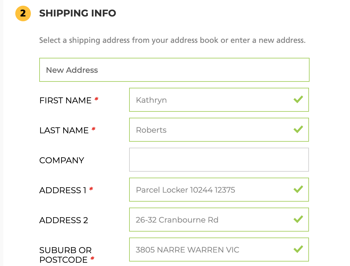 Shipping, Delivery Details example